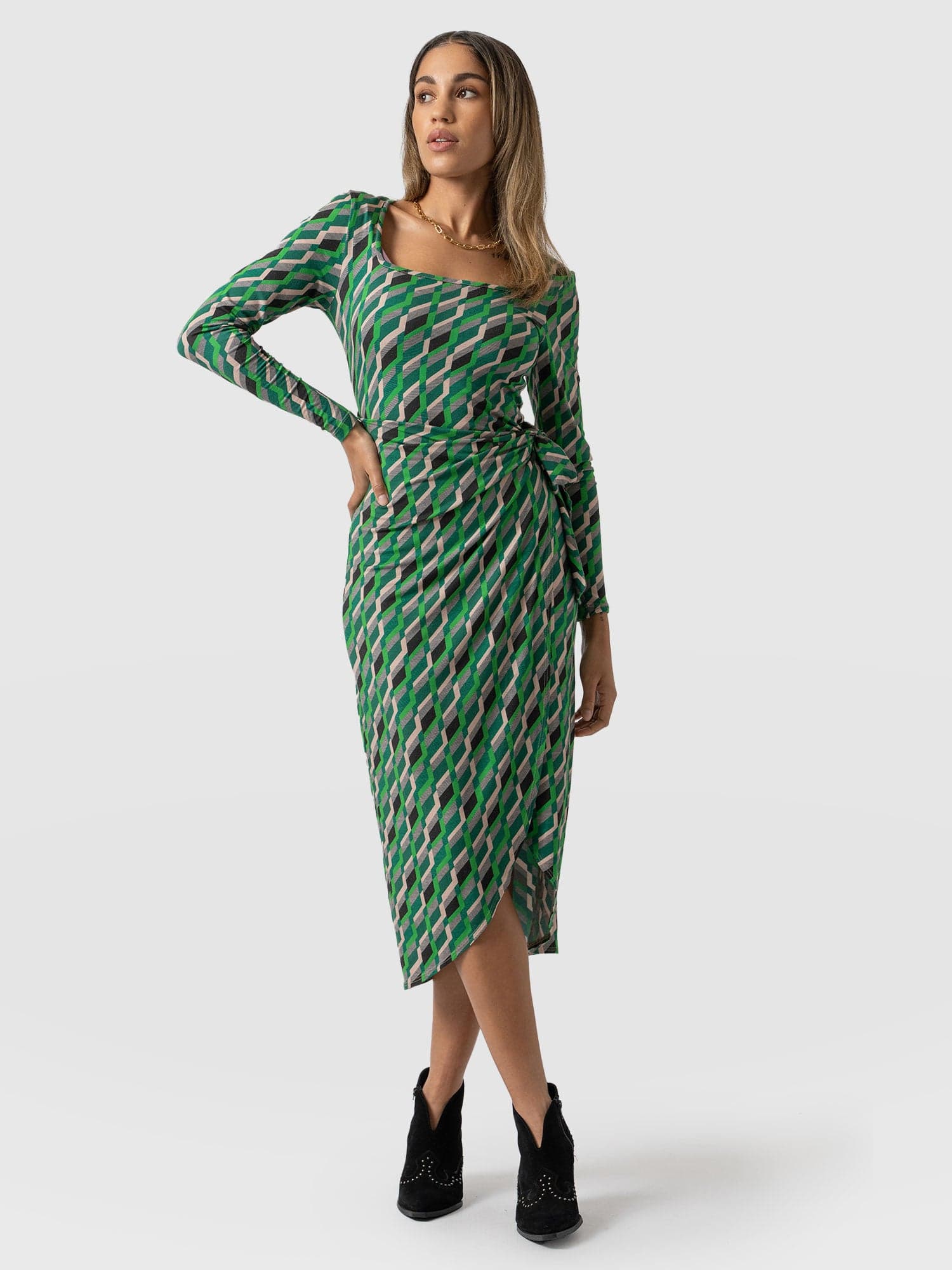 Amelia Wrap Dress - Jardin Geo